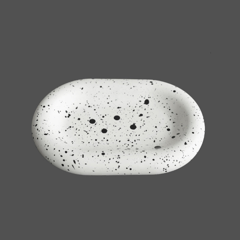 Ceramic Matte Oval Dinner Plate Nordic Ins Decoration Storage Tray Cake Salad Splash Ink صحن عشاء بيضاوي من السيراميك بملمس مطفي، تصميم نوردي (إسكندنافي)، يستخدم للديكور أو للتخزين، مناسب لتقديم الكعك أو السلطة، مزخرف بنمط رش حبر مقاس ١٢ انش