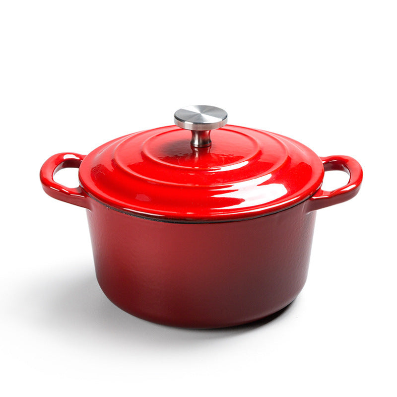 Enamel cast iron hat pot stock pot iron stew pot universal قدر الطهي من الحديد المصبوب بالمينا – متعدد الاستخدامات